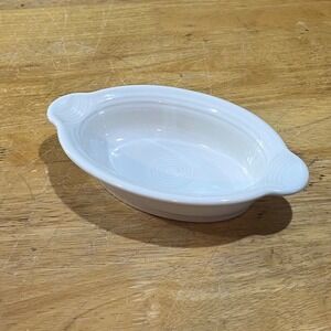 Fiesta White Individual Oval Casserole Dish Vtg MCM Art Deco 9.25" Baker